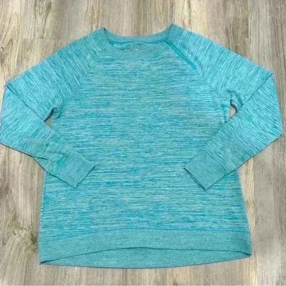 Gerry Women’s Crew Neck Pullover Sweatshirt Blue Zipper Shoulder Size M